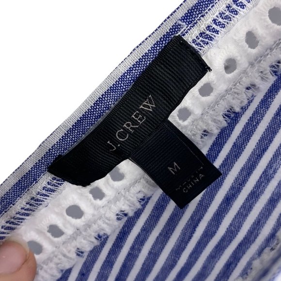 J Crew Linen Blend Eyelet Mini Dress Medium - Picture 3 of 6